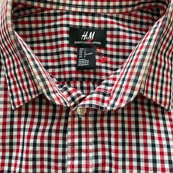 H&M Checkered Button Down Dress Shirt L - Picture 5 of 5